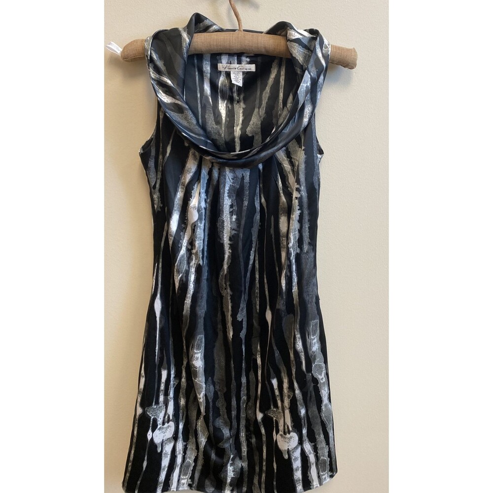 Kenneth Cole Satin Dress,  gray white sleeveless cowl neck size XS